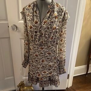 Veronica Beard Jaylene Multicolored Silk Dress Side Zip Sz 8 M